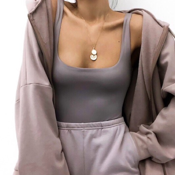 Azure Bleu Boutique Tops - MAUVE PURPLE PERFECT SATIN BODYSUIT